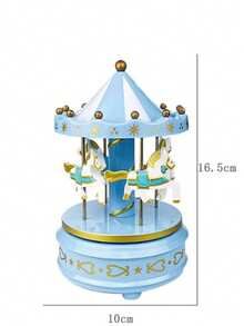 1pc "Castle In The Sky" Rotating Carousel Music Box, Creative Wind-Up Gift, Suitable For Couples, Birthday/Home Decor - A - View 12