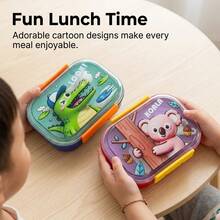 1 buah/Set Kotak Bekal Plastik Lucu dengan Peralatan Makan, Kotak Bento Anti Bocor yang Dapat Digunakan Kembali, Wadah Bekal Portabel, Wadah Penyimpanan Makanan Salad Buah, Aman untuk Kulkas & Microwave, Cocok untuk Pelajar dan Dewasa di Sekolah, Kantor, Piknik, Kembali ke Sekolah - MultiWarna - View 7