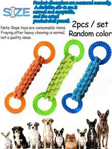 Medium And Small Dog Tug Rope Toy, Non-Slip Handle Design-Durable And Bite-Resistant, Helps Clean Teeth, Perfect For Tug-Of-War Games, Fetch Games, Meets Daily Training And Outdoor Play Needs - Multicolor - View 15