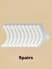 40/20/10/5/1 Pair Unisex Comfortable Sports Socks, Men's Long Socks Suitable For Sports Training, Women's Long Socks Suitable For Daily Casual Business, Antibacterial Soft, Black And White Color, Odor-Resistant Moisture-Wicking Breathable, Lightweight Comfortable, Suitable For Autumn/Winter Season, - Multicolor - View 8