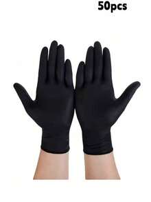 100pcs Disposable Black Gloves, Kitchen Gloves, Kitchen Utensils, Clove, Suitable For Kitchen, Tattoo Shop, Hair Salon, Pet Grooming Shop, Nail Salon And Home Cleaning, Comfortable To Wear (Packaging Box Not Included) 4/50/100pcs - Black - View 23