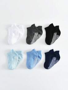 6 Pairs Boys & Girls Basic Non-Slip Bottom Children's Sports Socks, Tab Socks, Multi-Function Trampoline Socks, Floor Socks - Multicolor - View 2