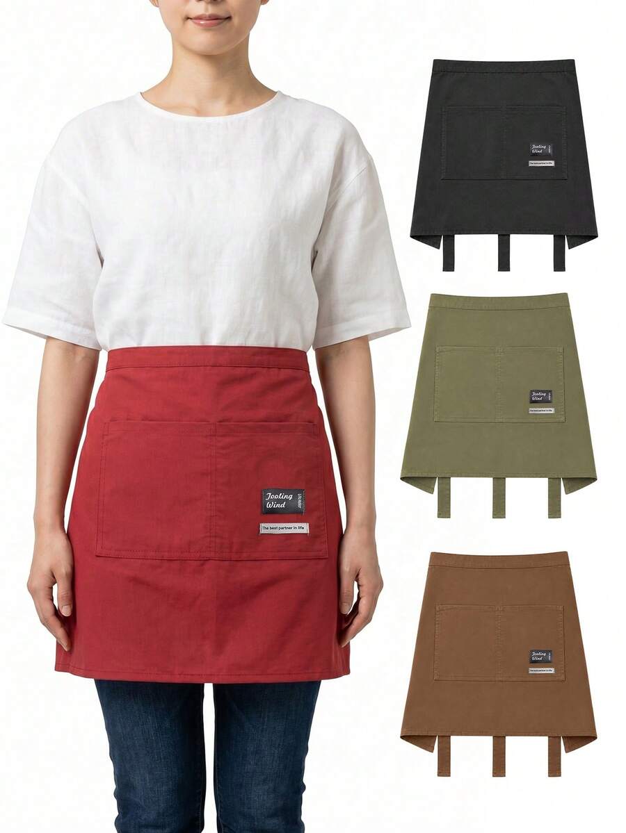 1pc Summer Half-Body Protective Apron, Unisex, Tie-Up Design With Dual Pockets, Suitable For Kitchen, Cafe, Restaurant And Other Scenarios, Preferred Protective Clothing For Waiters, Baristas, Florists And Other Workers