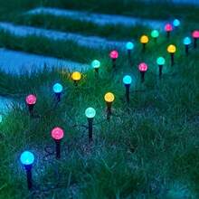 20入 LED 氣泡球太陽能路徑燈,8種照明模式附自動感應,IPX4 防水,暖白色/彩色戶外花園燈,適用草坪、露台、婚禮、聖誕派對、露營,四季通用 - 彩色光 - 查看 8