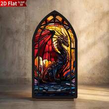 2D Flat - 1pc [Collector's Edition] 2D Flat Fantasy Dragon, Gothic Style Dragon Library Logo, Cozy Shiny Bookshelf Gift, Perfect Gift For Bookworms, Reader Gift, Bookshelf Decor - A - View 3