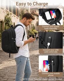 Laptop-Rucksack mit USB-Anschluss – Diebstahlgeschützt, wasserabweisend & leicht – Business- & Reise-Computerrucksack, Arbeitsrucksack passend für 15,6-Zoll-Laptop, für Damen und Herren - Schwarz - Übersicht 9