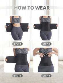 Cinta Modeladora Feminina, Cinta Abdominal de Dupla Compressão, Faixa Abdominal Respirável para Perda de Peso, Modelador Corporal Absorvente de Suor, Adequado para Fitness e Yoga, Tecido de Mistura de Neoprene, Lavar à Mão Apenas - Preto - Visão 7