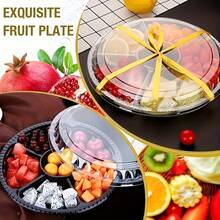 1/2/6/12pcs Round Plastic Snack Trays With Lids - 10.4 Inch Divided Food Storage Trays, Disposable Food Containers, Plastic Tray Storage Boxes, Snack Dispenser, Fruit And Vegetable Platter, Suitable For Parties And Buffets - Multiple Styles - View 2