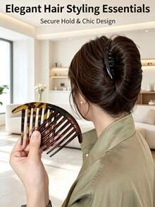 3/1pc French Style Hair Comb, Women's Bun Styling Tool, INS Style, All-Season Essential, Commute/Date/Daily Fashion Hair Accessory - Multicolor - View 5