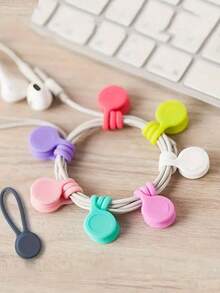 5/10pcs Magnetic Cable Organizer, Reusable Silicone Twist Ties For Bundling And Organizing Items, Fridge Magnet Wire Wrap Ties, Suitable For USB, Earphones And Keychains - Non-Waterproof - Multicolor - View 9
