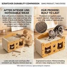 Cardboard Cat Scratcher House 2-In-1 With Interactive Ball, Durable Cat Lounge Rest Bed, Grinding Toy For Kittens & Adult Cats, Indoor Multi-Functional Cat Furniture - 56 X 30 X 30 cm - View 5