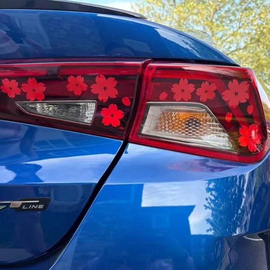 1 Set Assorted Cherry Blossom Pattern Car Stickers, Vinyl Waterproof & UV Resistant, Suitable For Car Headlights, Tail Lights, Rear Lights, JDM Exterior Accessories, DIY Car Lights, Body, Rear Glass Scratch Cover Decorative Stickers - Cherry Blossom Pattern - View 1