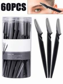 60/30/24/12/6pcs Eyebrow Trimmer And Razor, Exfoliating Beauty Tool, Body Hair Removal Trimmer And Facial Set, With Long Handle Blade And Precision Protective Cover, Women's Eyebrow Trimming Tool, Suitable For Daily Or Travel Use, Affordable - Pink - View 10