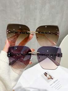 2 Pairs Women's Fashion Geometric Pattern Sunglasses, Perfect Blend Of Modern Style And Vintage Charm, Suitable For Vacation, Party, Daily Life, Travel, Shopping, Fits All Face Shapes - Multicolor - View 8