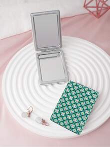 1PC Bohemian Series Portable Folding Makeup Mirror, Lightweight Ultra-Thin Convenient Durable PU Leather, Suitable For Various Occasions Travel Party Work School, Fit For All Ages - Multicolor - View 2