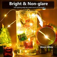 4/5/6pcs 10ft 30 LED Warm White Fairy String Lights, Battery Powered 2 Modes (Constant/Flashing), Mini Copper Wire Lights, Suitable For Bedroom Wedding Party DIY Glass Bottle Decoration, Batteries Not Included - Warm white light - View 6