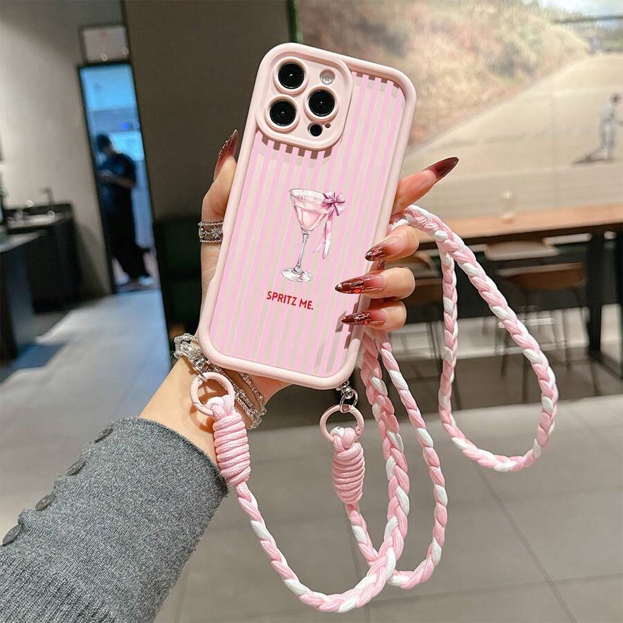 1件粉色條紋圖案精緻手機殼,TPU材質,可作為節日禮物,適用於Apple Xs/Xsmax/Xr/11 12 13 14 15 16pro/Promax/14 15 16plus/17,中性款 - 彩色 - 查看 1