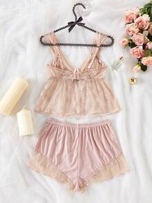 1 Set Women's Printed Underwire Thin Cup Comfortable Pajama Set - Apricot - View 4