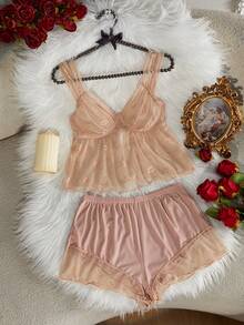 1 Set Women's Printed Underwire Thin Cup Comfortable Pajama Set - Apricot - View 1