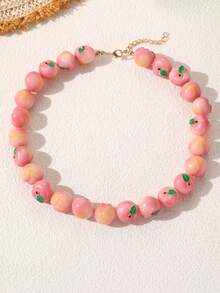 NAIZHU 1/2pcs Fashion Creative Colorful Y2K Dopamine Resin Fruit Necklace Blueberry Apple Mangosteen Necklace Daily Party Accessory - Multicolor - View 12