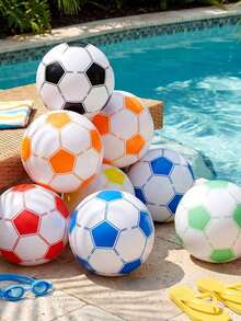 1pc Classic Panel Pattern PVC Inflatable Football, Round Air-Filled Soccer Ball, Waterproof Floatable Ornament Suitable For Summer Pool Event/Coastal Trip/Courtyard Hangout/Picnic Lawn/Festive Layout Decoration/Back To School Things/Beach Accessories - A - View 2