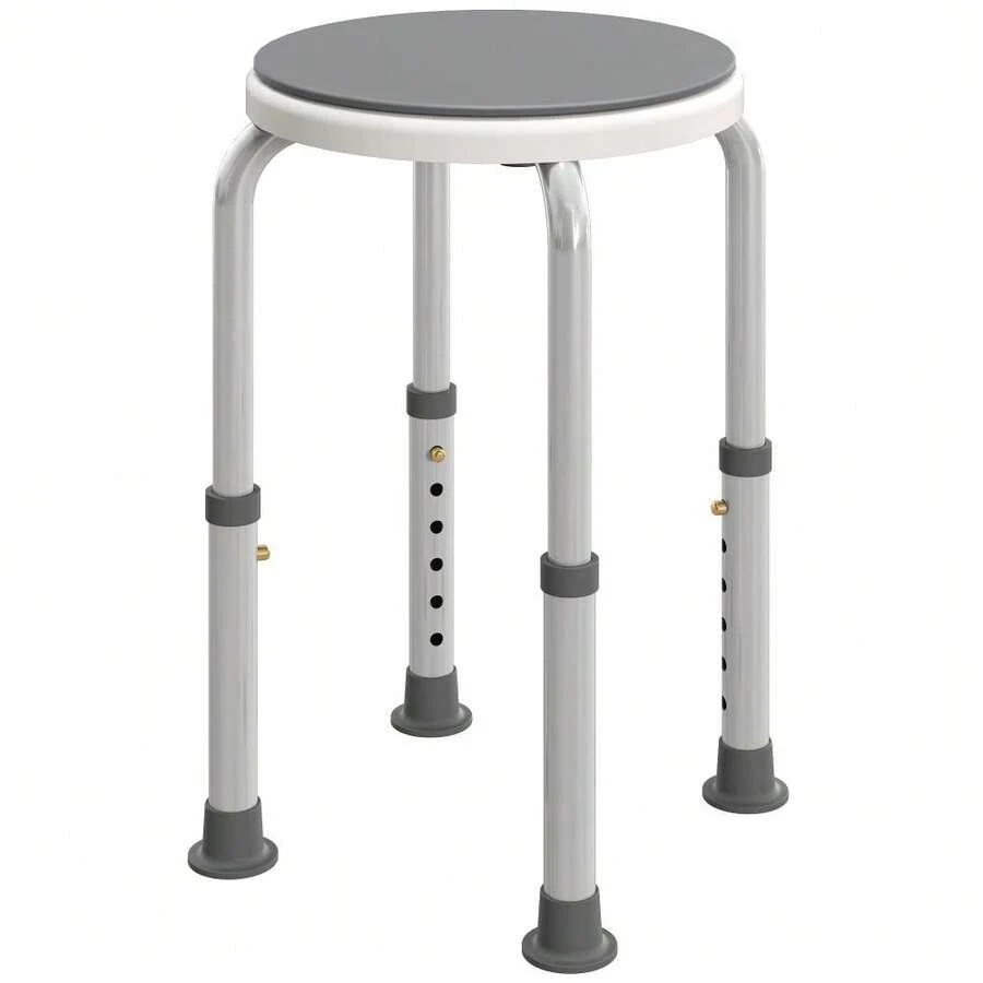 360° Swivel Shower Chair, Height Adjustable Aluminium Shower Stool With Non-Slip Feet For Disabled, Elderly, Grey - T0001-01-3846 - View 1