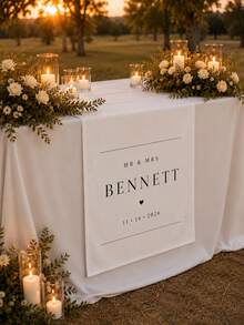 Personalized Wedding Tablecloth, Customized Wedding Welcome Banner, Suitable For Honeymoon Table Decor, Wedding Banquet, Bridal Shower And Engagement Party Decoration - Multicolor - View 4
