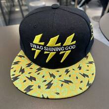 1pc Lightning Embroidery Flat Brim Baseball Cap, Leopard Print Contrast Color Brim, 3 Color Options, Adjustable Back Buckle, American Street Retro Style, Versatile For Daily Wear And Sun Protection - Multicolor - View 9