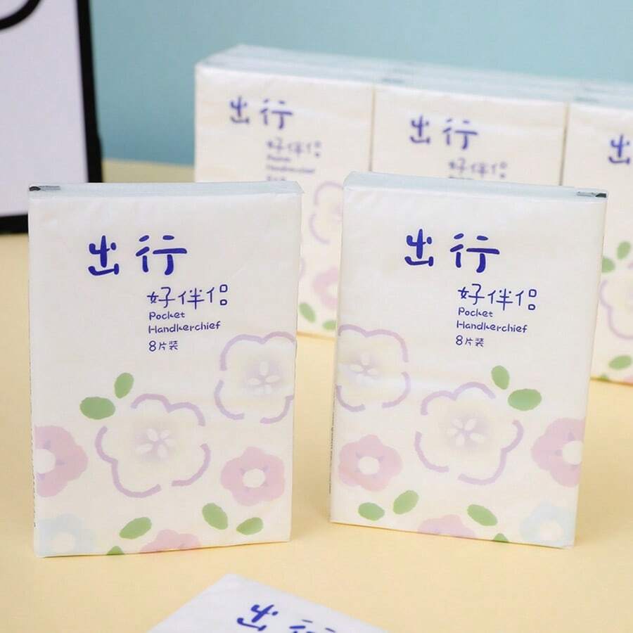 1/3/6/9/18入裝 卡通大尺寸圖案手帕面紙，柔軟3層8張手帕面紙，便攜小包面紙，學生口袋面紙，開學必備 - 多色 - 查看 1