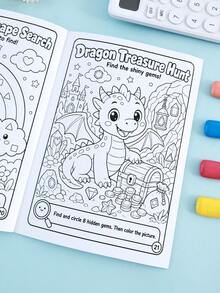 Children's Hidden Animal Search Activity Book Black And White Treasure Hunt Spot The Difference Coloring Book Observation And Concentration Training Game Drawing Book Back To School Painting Learning Supplies Teacher Classroom Holiday Reward Gift - Multicolor - View 3