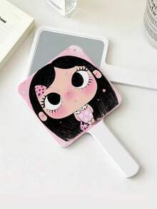 1pc Cute Yuy Korean Style Cartoon Handheld Makeup Mirror, Travel Portable Handheld Mirror Makeup Mirror, Birthday Gift For Family And Female Friends - Multicolor - View 12