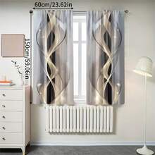 2pcs Modern Abstract Line Polyester Printed Curtains, All Season Modern Design, 100% Polyester Fiber, Filter/Translucent/Privacy Protection, With Rod Pocket, Easy To Install, Perfect For Kitchen, Laundry Room, Bedroom, Study, Living Room - Multicolor - View 12
