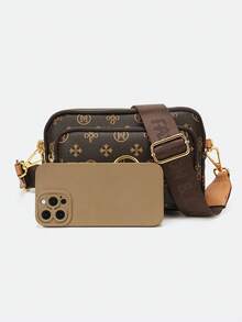 New Fashion Classic Versatile Solid Color PU Waterproof Fabric Rhombus Design Vintage Metal Decor Square Shoulder Bag - Coffee - View 9