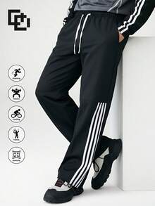 Men's Casual Loose Straight Leg Sweatpants, Fashionable Sports Long Pants, Spring/Autumn - Black - View 2
