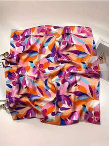 1pc Glossy Smooth Satin Narrow Scarf, Colorful Abstract Oil Painting Floral Print Necktie, Women's Multi-Use Bag Decoration Ribbon Hairband, Suitable For Workplace, Travel, Daily Wear, Modern Art Style All-Season Fashion Accessory - Multicolor - View 2