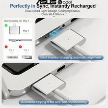Kabel Pengisian Daya ASUS 140W PD3.1 USB-C ke Magnetik 3 Jalinan, Kabel Laptop Magnetik dengan Lampu Indikator 6,6 Kaki untuk MacBook Pro Air M2 M3 M4 M5, 14 Inci 16 Inci 13 Inci 15 Inci Versi 2022-2026 - View 3