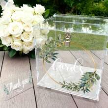 DIY Large White Acrylic Gift Card Box With Card Slot And Transparent Window, Greeting Card Storage For Wedding, Graduation, Birthday Party, Party Favor Tabletop Decor - A - View 6