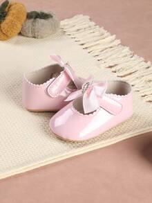 1 Pair Cute Bow Princess Shoes, Soft Sole Pre-Walker Shoes, Infant And Toddler Shoes, Suitable For Parties And Events - Pink - View 4