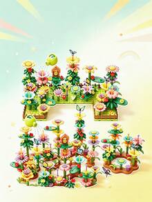 DIY Garden Flower Building Blocks Toy, Colorful Stackable Flower Puzzle Assembly, Creative Handmade Bouquet Assembly Set, Educational Role-Play Interactive Game For Children, Birthday Gift - Multicolor - View 9