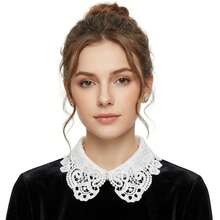 1pc White Lace Detachable Collar, Crochet Faux Collar, Solid Color Semi-Blouse, Removable, Machine Washable Accessory For Spring - White - View 6