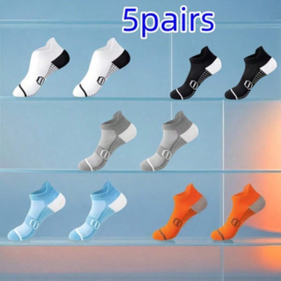 5 Pairs Unisex Sports Socks, Comfortable Breathable Non-Chafing Lightweight Thin Short Socks For Women - Multicolor - View 1