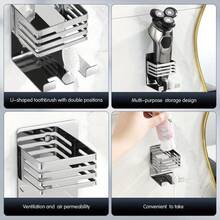 1pc No-Drill Wall-Mounted Toothbrush Holder, Multi-Function Bathroom Storage Rack, Space-Saving Toothpaste, Skincare, Cosmetics Organizer, Home Vanity Accessory, Birthday, Housewarming, Holiday Gift - Multicolor - View 5