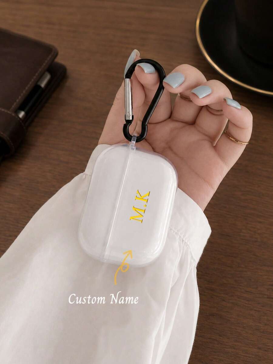 Estuche protector de auriculares Bluetooth de unicolor mate tipo macarrón minimalista, beige mate, versátil y de moda, incluye 1 anillo colgante para auriculares, compatible con dispositivos Apple - transparente - Ver 1