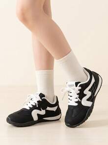 1 Pair Agande Training Sneakers, Hook And Loop Breathable Casual Shoes, Back To School Campus Shoes, Suitable For Boys And Girls Daily Wear, Outdoor Leisure Sports, School Commuting - Black - View 4
