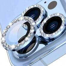 Yezodawee 11-17 Pro Max Camera Lens Protector, With Rhinestone Glitter, 9H Explosion-Proof Tempered Glass Metal Frame, 5D Panoramic Fit, Scratch-Resistant/Waterproof/Anti-Fingerprint, Suitable For Night Photography, Outdoor Adventure Gift, Birthday Gift, Suitable For Family And Friends, Sparkling Crystal Lens Protector, Phone Accessories, Shockproof And Anti-Drop, Full Coverage Protection - Blue - View 29