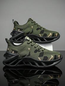 Luxury Women's Camouflage Athletic Sneakers, Premium Shock-Absorbing Blade Sole Shoes, Comfortable Supportive Footwear For All-Day Wear - Green - View 4