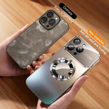 [24h Shipping From DE/FR/ES] Gradient Metallic Texture Magnetic Phone Case, Various Colors Available, Full Lens Protection, Anti-Drop Protective Case, Waterproof And Fingerprint Resistant Glossy Hard Case, Simple And Elegant Business Style, Unisex Case, Suitable For Apple 17/16/15/14/13/12/11/X/Xs/Pro/Plus/Max, S21/S22/S23/S24/S25/S26, , . - Grey - View 3