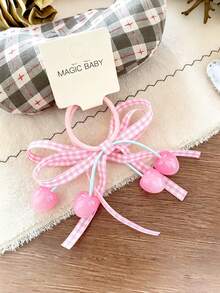 2 kẹp tóc mái bên cho nữ hình nơ kẻ caro ngọt ngào và quả anh đào (không kèm thẻ) - Nhiều màu - Xem 8