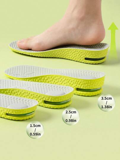 COSYLEE 1 Pair/3 Pairs Height Increasing Insoles Air Cushion Latex High Elasticity Comfortable Shock Absorbing Breathable Insoles
