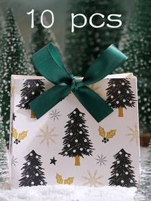 10pcs Christmas Gift Boxes, Christmas Tree Gift Boxes With Ribbons, Christmas Party Favor Supplies - View 15